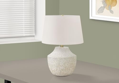 Monarch Specialties I 9729 Lightingtable Lamp, Cream Concrete, Ivory/Cream Shade, Modern