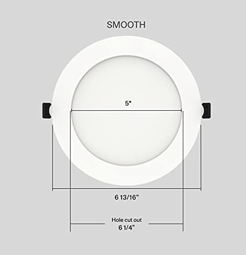 RAB Lighting Edge-Lit Wafer 6" Adjustable CCT LED Light, 2700-5000K, Smooth Aluminum, Model WFRL6R139FA120WS