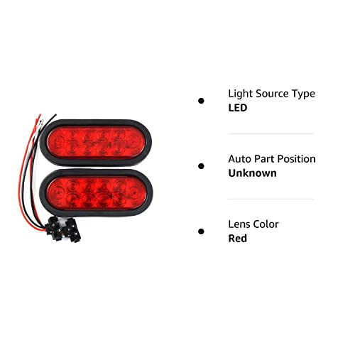 PPI Red 6" Oval LED Trailer Light - Waterproof Stop/Turn/Tail Light with 3-pin Plug, Model CECOMINOD076167