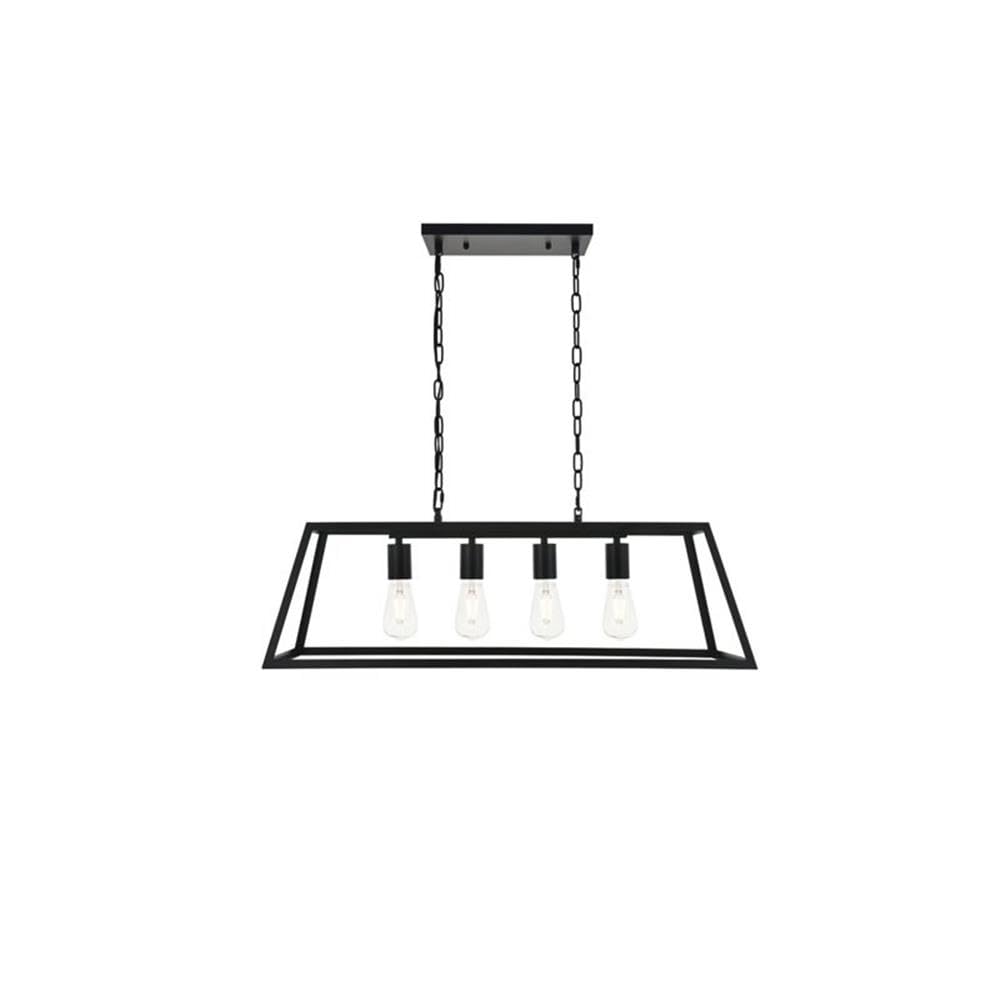 Elegant Lighting Living District Resolute 4-Light Mid-Century Metal Pendant in Black