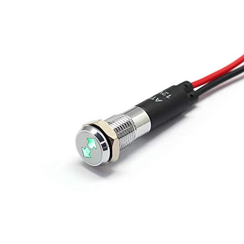 Alpinetech PL8MS 12V LED Metal Signal Indicator Dash Light - Hazard Light, 8mm, 5/16in