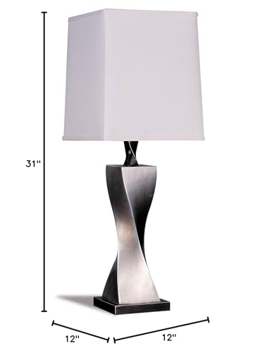 Benzara Table Lamp White And Silver