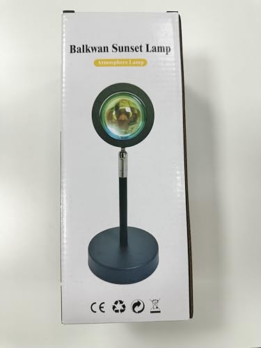 Balkwan Sunset Red Projection Lamp - LED Rainbow Night Light for Living Room & Bedroom Decor, USB Modern Floor Stand