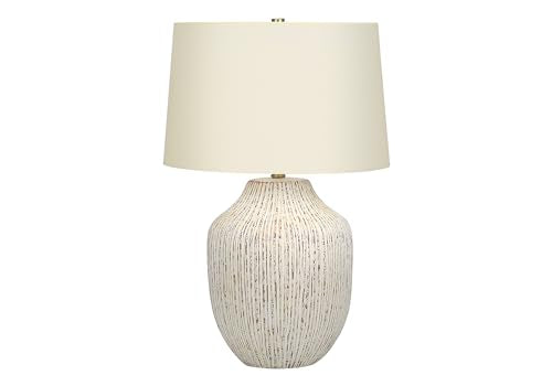 Monarch Specialties I 9719 Lightingtable Lamp, Cream Ceramic, Ivory/Cream Shade, Transitional