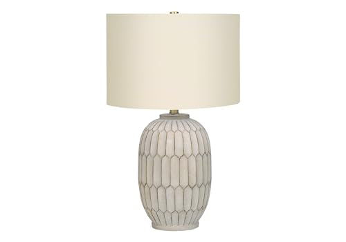 Monarch Specialties 9720 Lightingtable Lamp, Cream Resin, Ivory Shade, Transitional Lighting-24 H Table, 14.5&quot; L X 14.5&quot; W X 24&quot; H