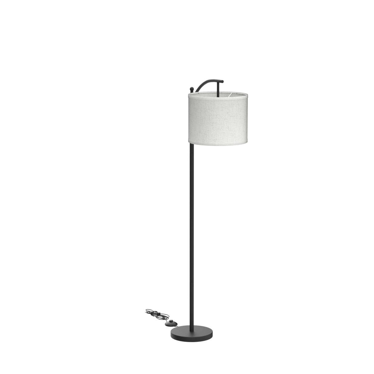 DINGLILIGHTING Modern Arc Floor Lamp, Industrial Metal Reading Light, 1 Light, Black with Flaxen Shade, Model WS-MNF1-60B