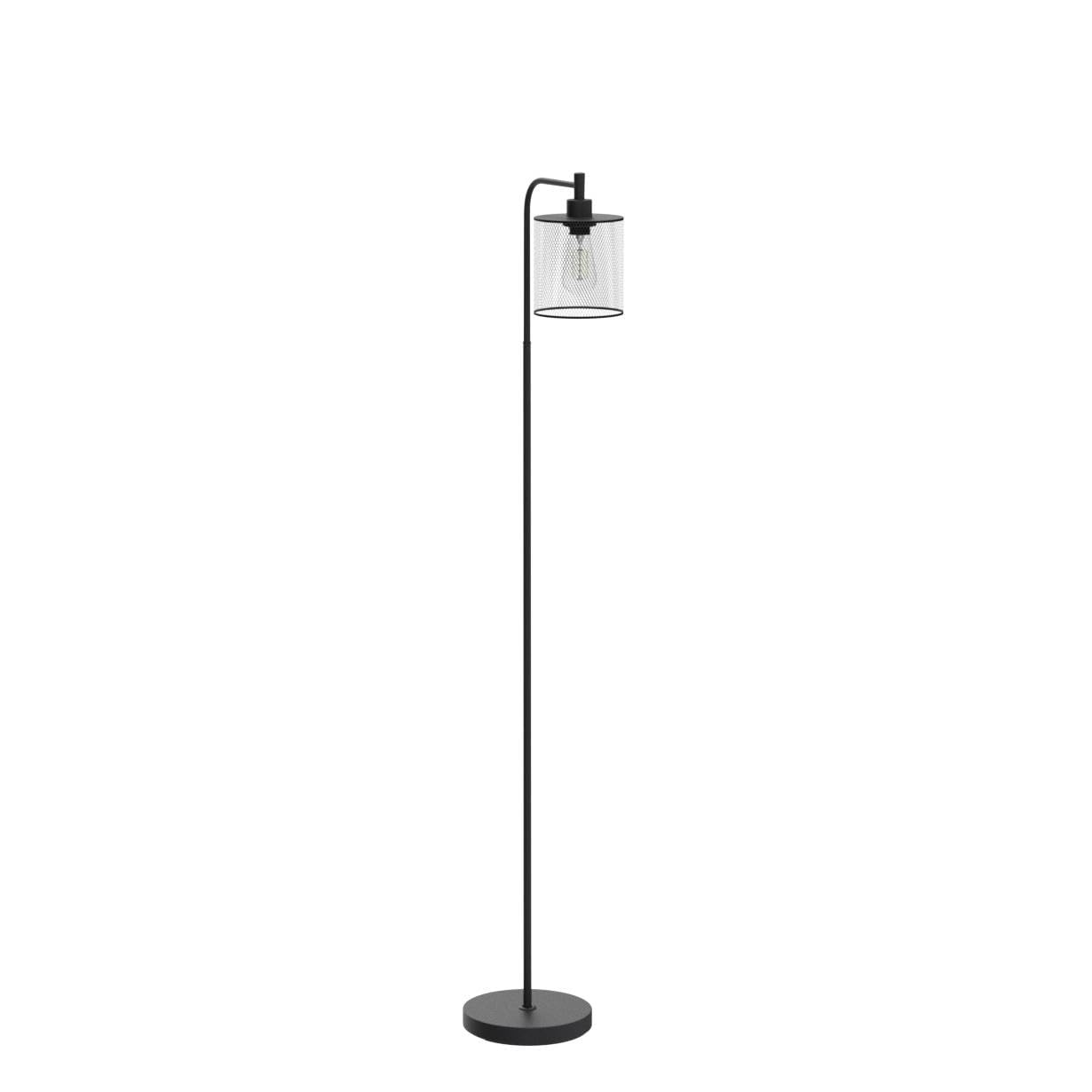 BoostArea Industrial Floor Lamp, Iron Mesh Shade, 6W LED, Medium, Black