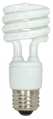 Satco Compact Fluorescent Light Bulbs, 13W T2 Mini Spiral, 5000K Natural Light, 4-Pack, 60W Replacement