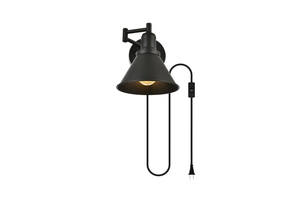 Living District Jair 1-Light Metal Plug-in Wall Sconce in Black