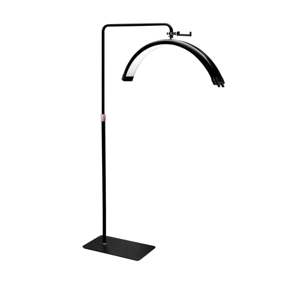 Atlas View Half Moon LED Floor Light, Aluminum, Black, Model 14, Ideal for Estheticians, Tattoo Artists, and Content Creators