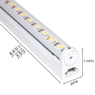 Jesco Lighting S201-12/40 Led Sleek Plus 12&quot; Adjustable Linkable Cove Display Light Strip, 4000K Color, White Finish