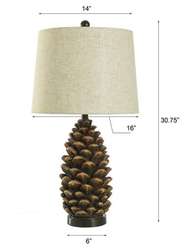 BLACK FOREST DECOR Rustic Pinecone Table Lamp - Lodge Style Lighting - 30.75" Beige