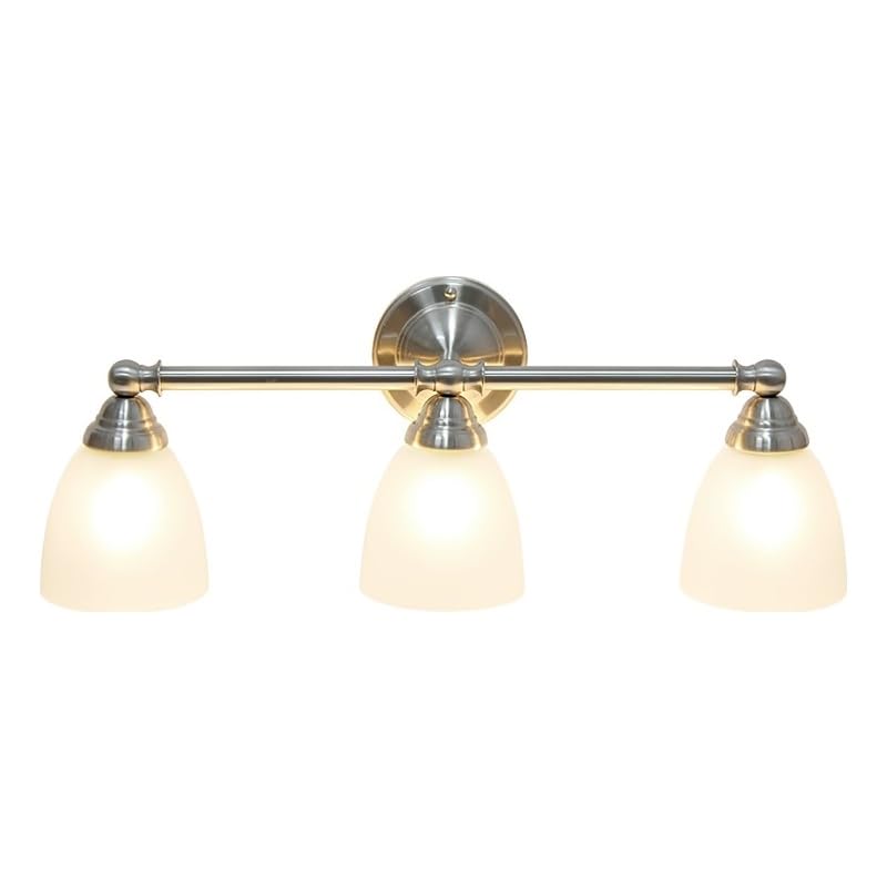 All The Rages 3-Light Vanity Fixture Metal & Glass Brushed Nickel Model LHV-1005-BN