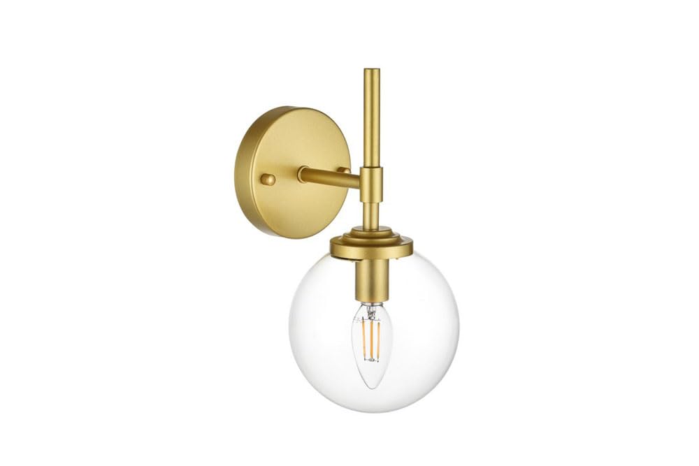 Living District Ingrid 1-Light Iron & Glass Bath Sconce in Black and Clear