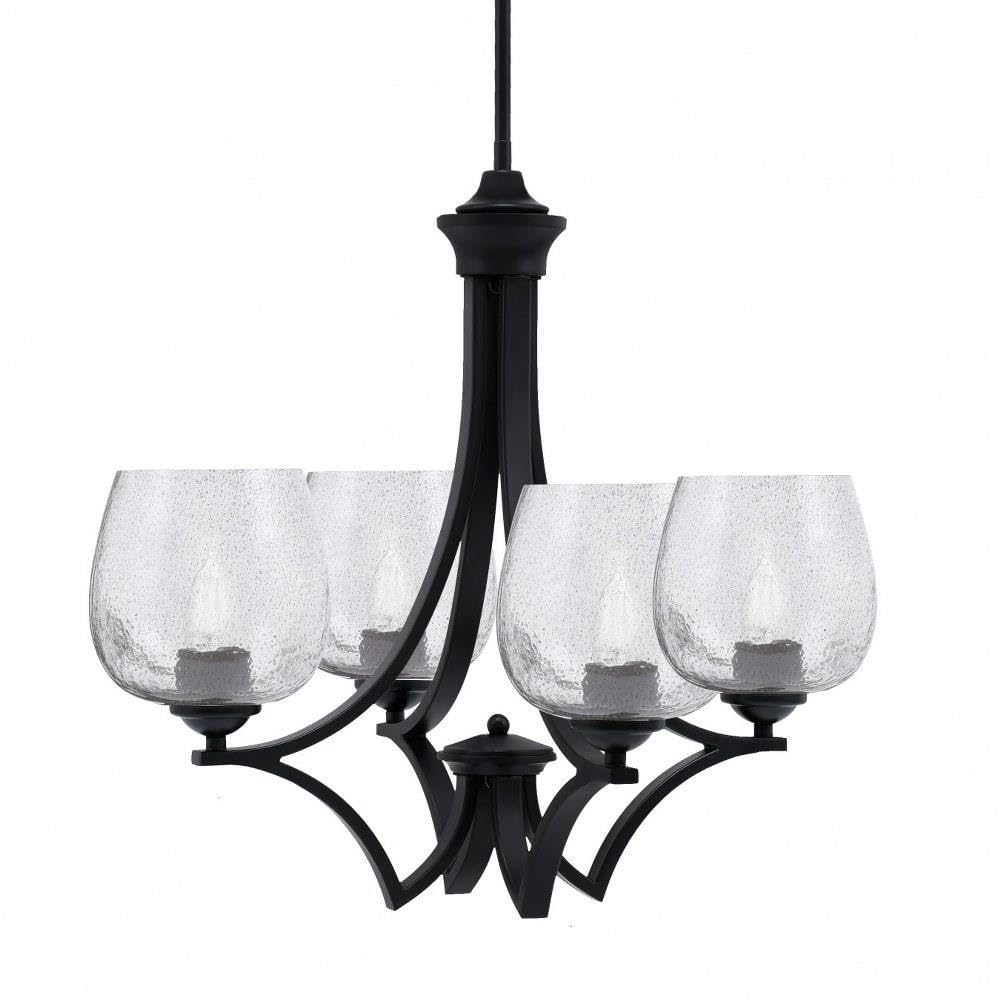 Toltec Lighting 564-Mb-4812 Zilo - 4 Light Uplight Chandelier-19.75 Inches Tall And 21 Inches Wide, Finish Color: Matte Black, Glass Color: Smoke Bubble