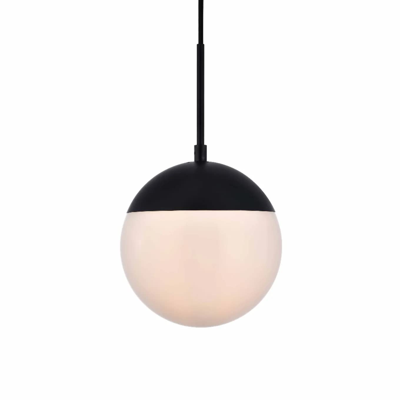 Living District Eclipse 1-Light Metal & Glass Pendant in Black/White