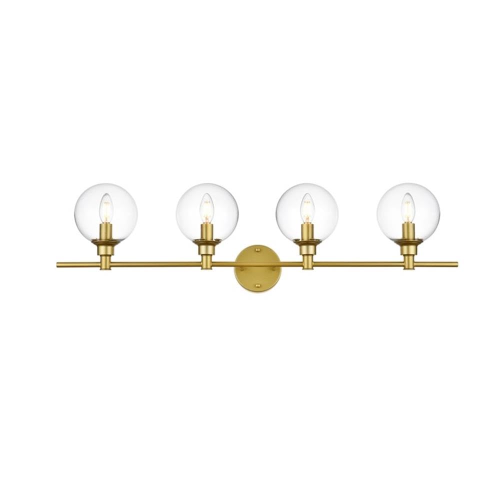 Living District Jaelynn 4-Light Iron & Glass Bath Sconce in Brass/Clear