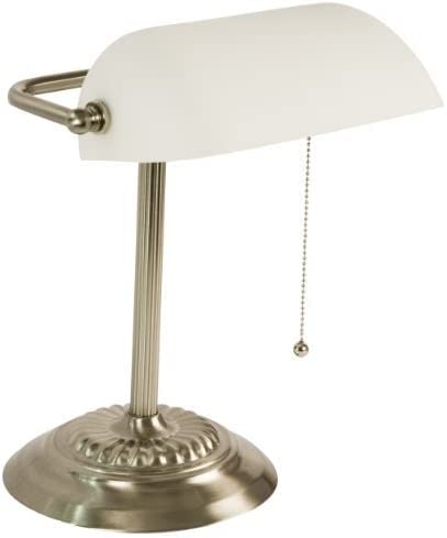 Lightaccents Bankers Lamp Desk Lamp With White Glass Shade Bankers Lamp White - White Desk Lamp -Bankers Lamp For Desk Tradition