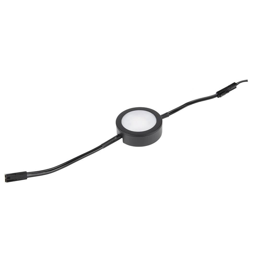 WAC Lighting, Single LED Puck Light with Double 6in Lead Wire 3-CCT Selectable 2700K-3000K-3500K Line Voltage in Black