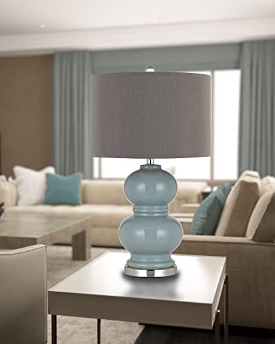 Cal Lighting Bo-2884Tb-2-Blu Transitional Two Light Table Lamp From Bergamo Collection In Bronze/Dark Finish, 16.00 Inches