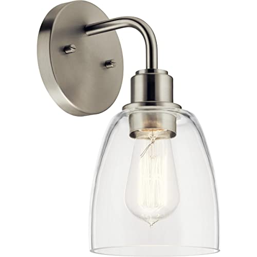 Kichler, Meller 11.25 Inch 1 Light Wall Sconce With Clear Glass In Brushed Nickel, 55100Ni