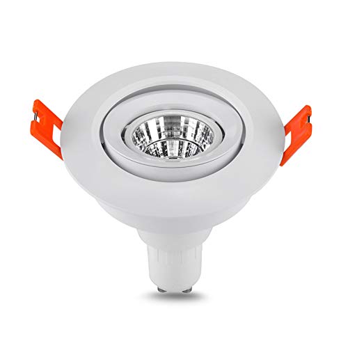 3 Inch Round Led Recessed Lighting Trims,Dimmable Spotlight Downlight Holder, For Gu5.3/Mr16/Gu10 Bulbs , Retrofit Eyeball Light Fixture Frame With Mr16 Sockets, 70Mm Cutout, Pack Of 2 (White)