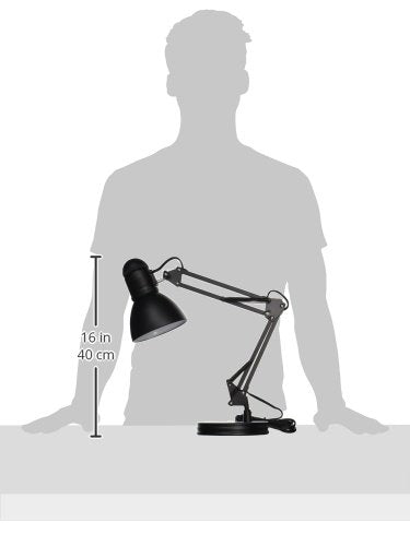 Boston Harbor Swing Arm Desk Lamp, Adjustable 60W, Metal, Black, Model TL-WK-134E-BK-3L