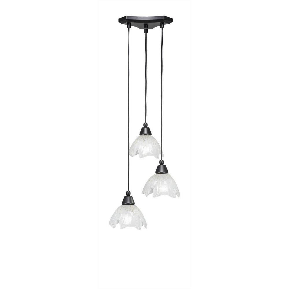 Toltec Lighting 28-Mb-755 Europa 3 Light Multi-Light Mini Pendant With Gold Ice Glass, 7&quot;, Matte Black