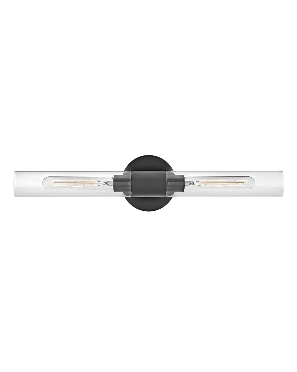 Lark Shea Two-Light Bath Vanity Fixture, Cylindrical Clear Glass Shades, Mount Vertically or Horizontally, Black