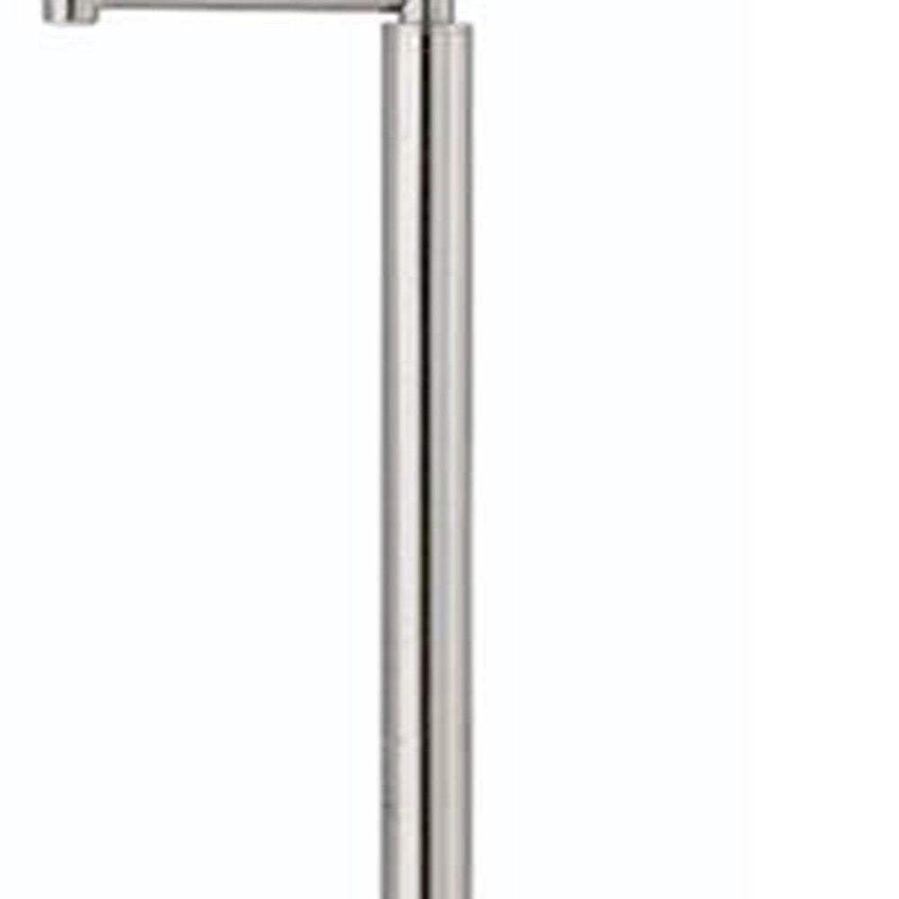 HomeRoots Swing Arm Floor Lamp with White Square Shade, 60 in., Nickel Finish