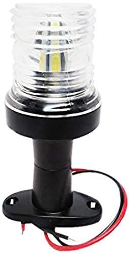 Pactrade Marine 12V Marine Boat Yacht Pontoon Navigation Anchor Light 360 Degrees All Around Nature White Led Splashproof Black Housing Uscg Certified Approved (Fixed Base (H=5.5&quot;))