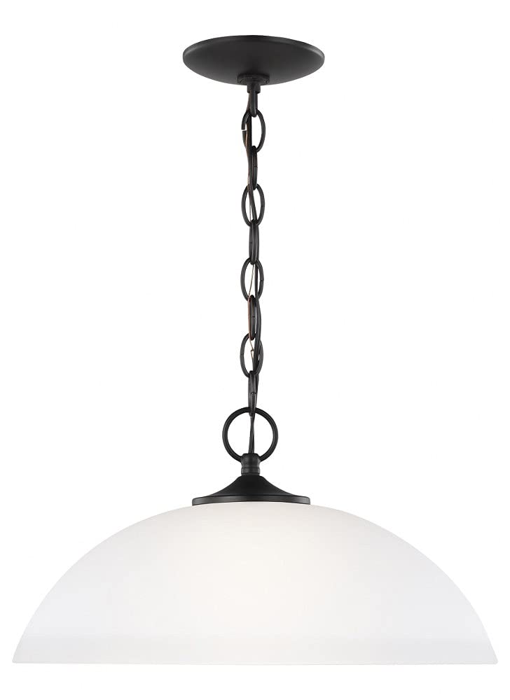 Sea Gull Lighting 1-Light Geary Pendant Light Fixture, Midnight Black, Glass, 8.5x15.75x15.75, Model 6516501-112