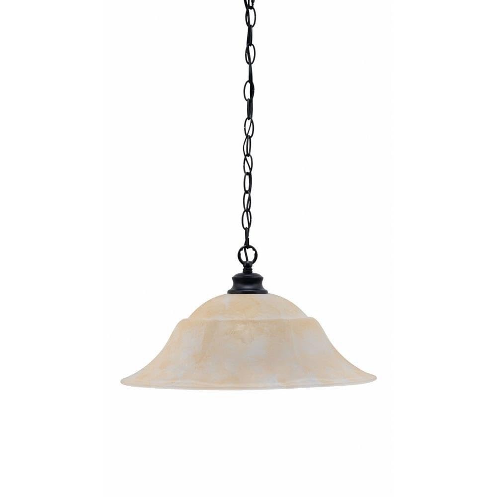 Toltec Lighting 92-MB-53813 Chain - 1 Light Chain Hung Pendant-10.25 Inches Tall and 20 Inches Wide, Finish Color: Matte Black, Glass Color: Amber Marble