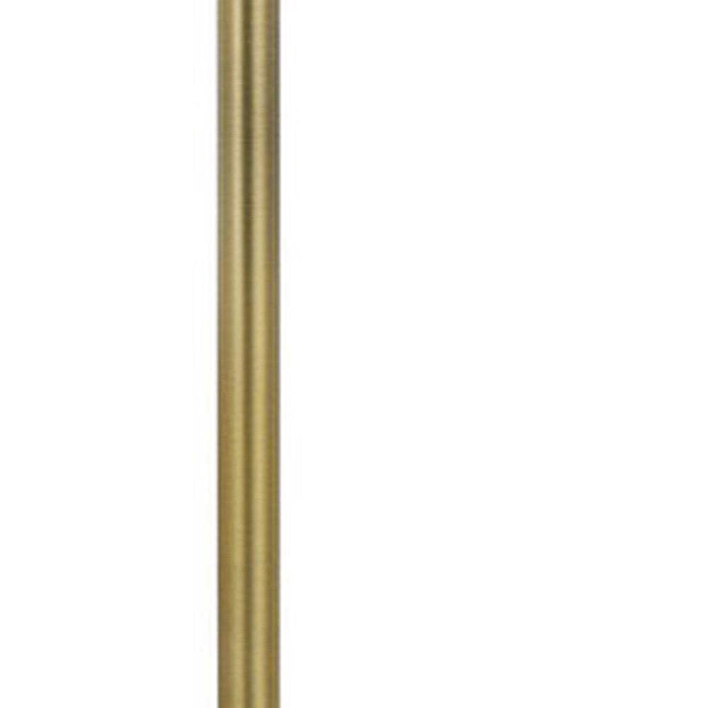 HomeRoots Brass Tray Table Floor Lamp, 62 in. Height, Metal Construction, White Square Shade