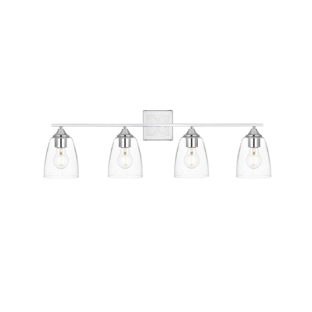 Living District Harris 4-Light Iron & Glass Bath Sconce in Chrome/Clear