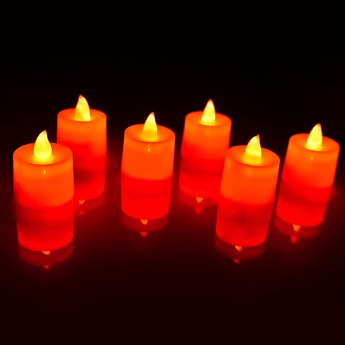 Oblivion 6 Pcs Flameless and Smokeless Decorative Plastic Candles | Realistic Flameless Tealight Candles with Natural Red Light