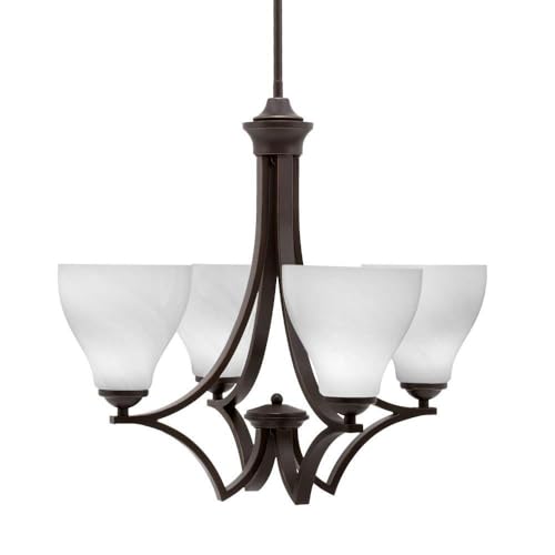 Toltec Lighting 564-Dg-4761 Zilo - 4 Light Uplight Chandelier-19.75 Inches Tall And 21.25 Inches Wide, Finish Color: Dark Granite, Glass Color: White Marble
