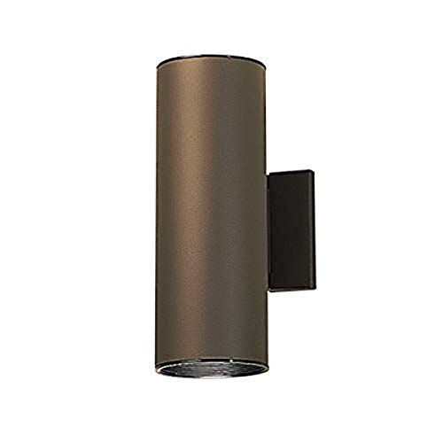 Kichler 12in 2-Light Outdoor Cylinder Wall Sconce, Architectural Bronze, Aluminum, Model 9244AZ