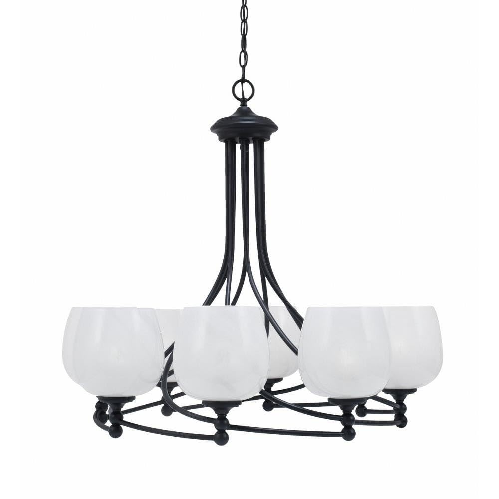 Toltec Lighting 908-Mb-4811 Capri - 8 Light Uplight Chandelier-30.5 Inches Tall And 32.75 Inches Wide, Finish Color: Matte Black, Glass Color: White Marble