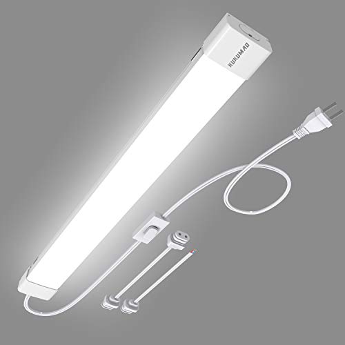 Kukumao 5000K Led Ceiling Light Fixture 2Ft With Plug,Triproof Led Tube Light Cabinet Light,18W Linkable Ceiling Light, Closet L