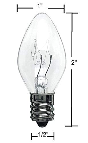Creative Hobbies 25 Pack C7 Incandescent Night Light Bulbs, Clear Glass, 4W, E12 Base