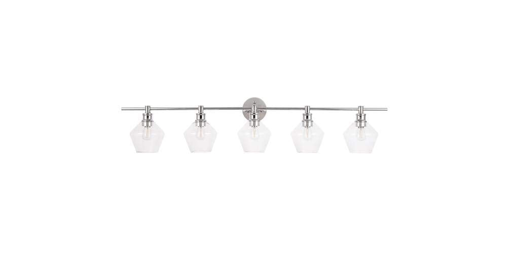 Living District Gene 5-Light Mid-Century Metal Wall Sconce in Chrome and Clear