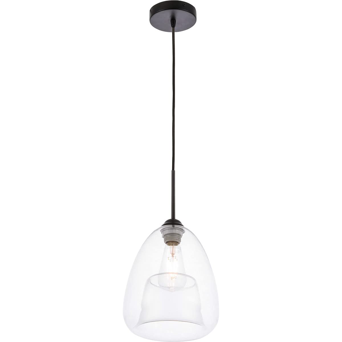 Kason 1 light Black and Clear glass pendant