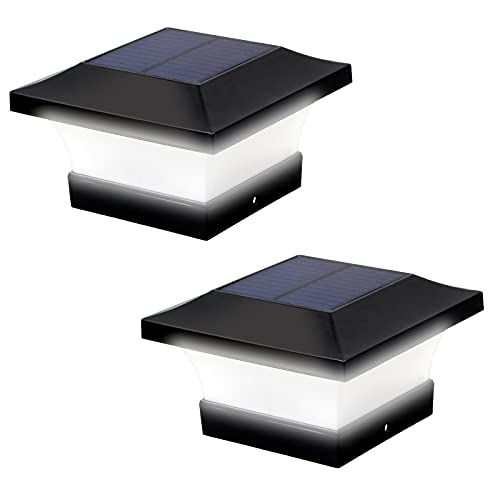 T-Sun Solar Post Lights, Waterproof 6000K Led, 4X4 Cap Lights For Deck & Patio (2 Pack)