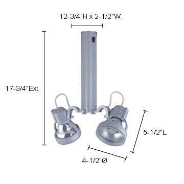 Jesco Lighting Hmh913T4Nf39-S Contempo 913 Series Metal Halide Track Light Fixture, T4 24-Degree Narrow Flood, 39 Watts, Silver Finish