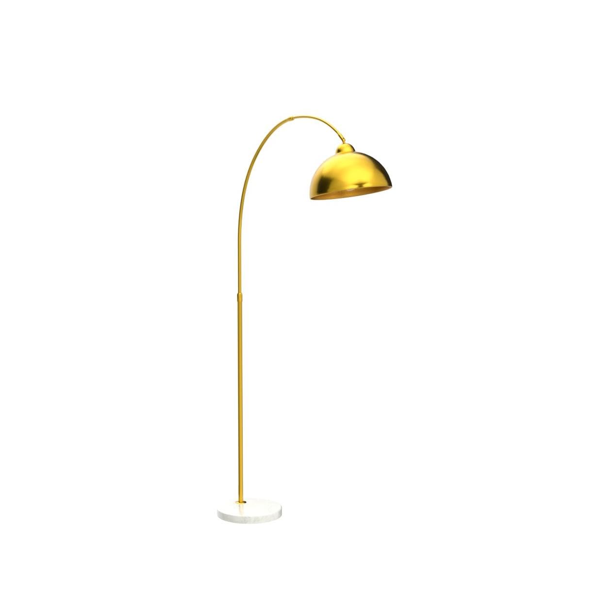Gobright Contemporary Gold Arc Floor Lamp - Adjustable Dome Shade & Marble Base For Living Room