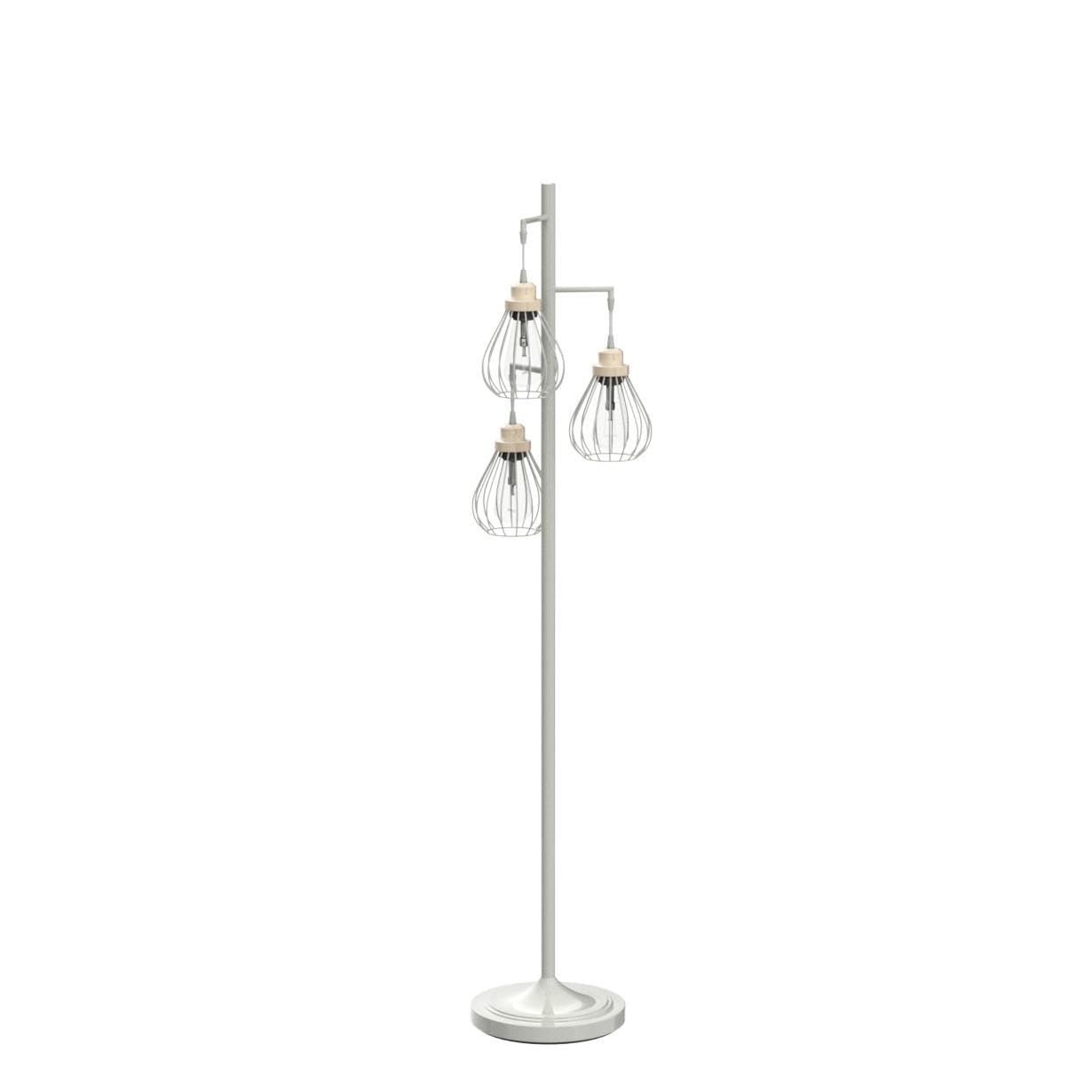 Brightech Teardrop LED Floor Lamp - Elegant Metal Cage Design, Tall White Standing Lamp for Living Rooms & Offices, Model FL-TRDRP-WHT