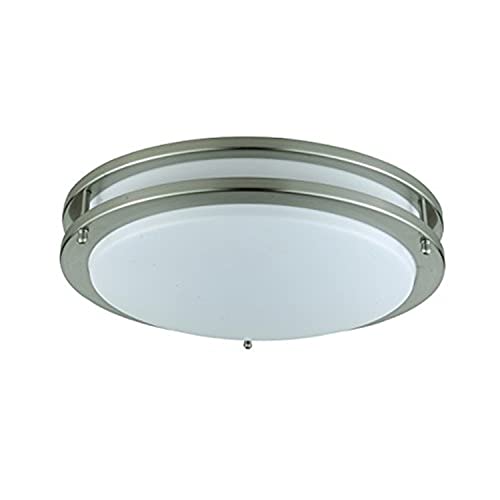 Cal Lighting LA-184-BS Modern Two Light Ceiling Mount Fixture, Brushed Steel, 14 inches, Metal Finish