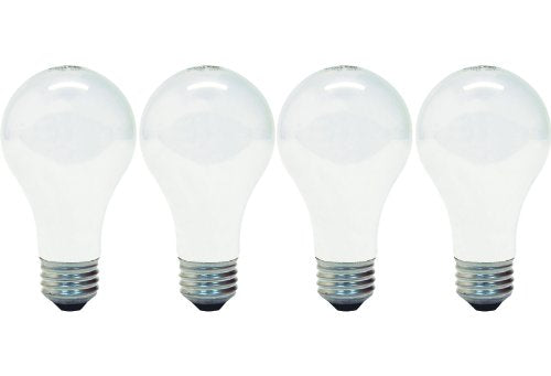 GE A19 Halogen Light Bulb, General Purpose 43-Watt, Dimmable, Soft White Finish, Medium Base, 4-Pack