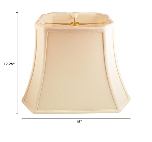 Royal Designs, Inc. Rectangle Cut Corner Lamp Shade, 9 x 16 x 12.25, Linen Eggshell, Model BSO-710-16LNEG